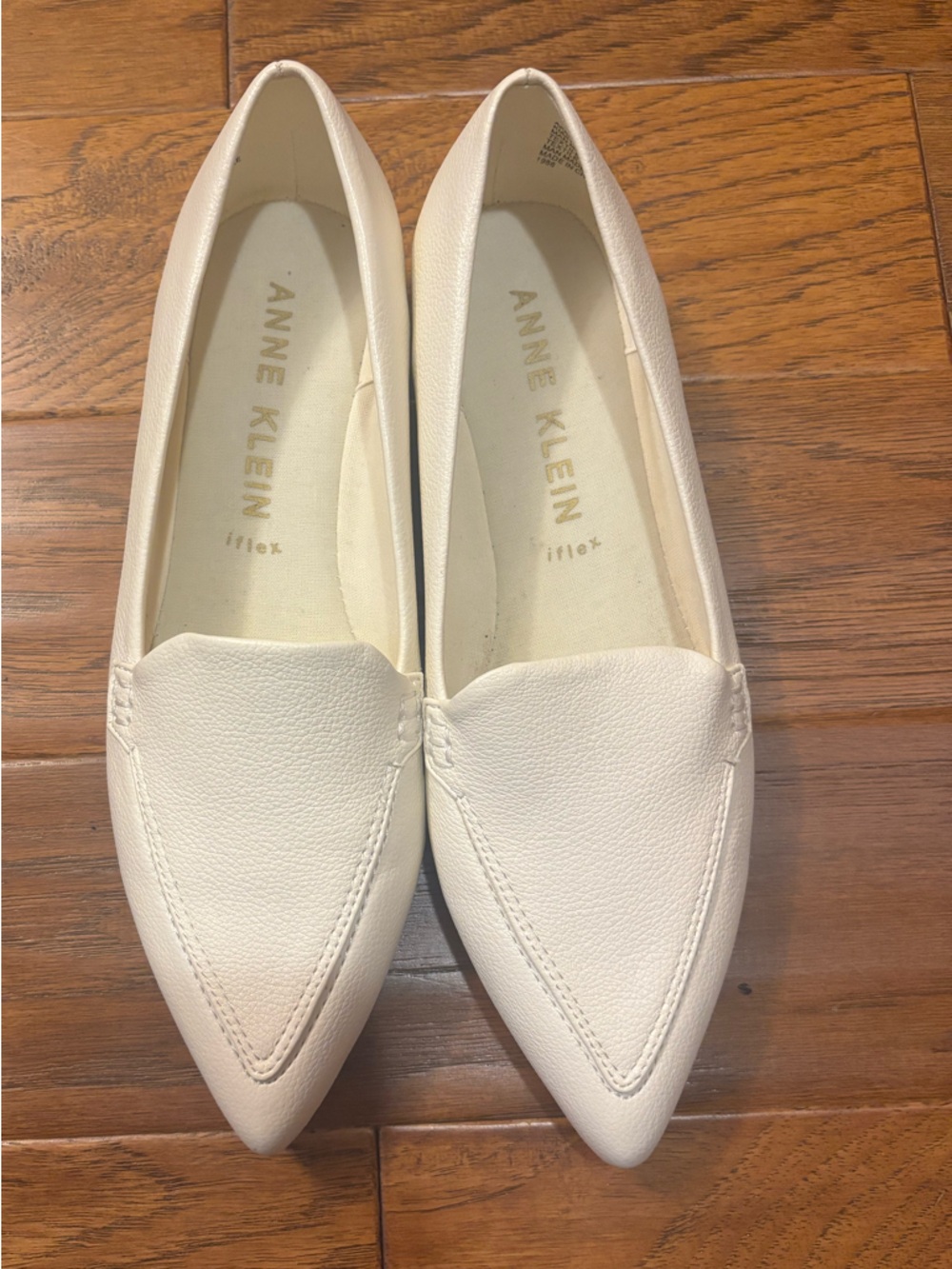 Anne Klein Women's White Pointed Toe Slip-On Loafers - Picture 3 of 6